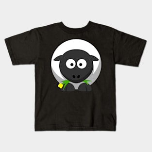 Happy Cute Sheep With Flower Kids T-Shirt